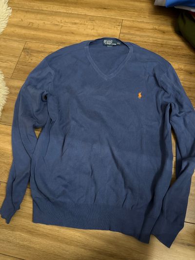 Polo By Ralph Lauren Blue V-Neck Sweater XXL