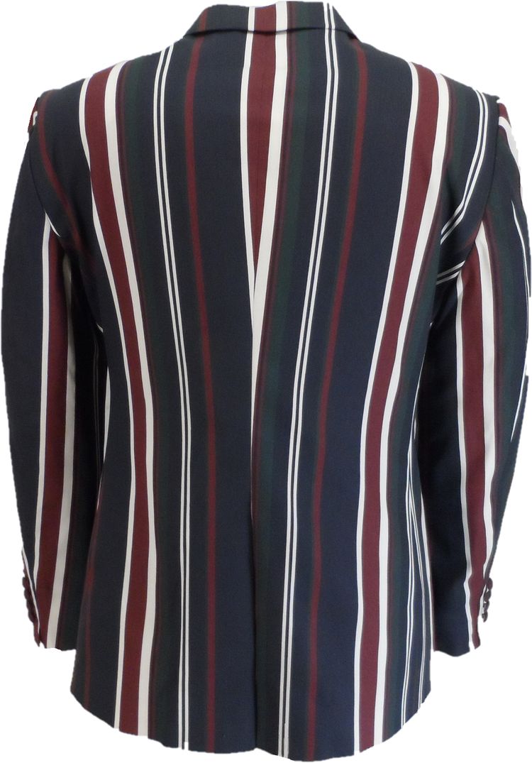 Mens Classic Retro Navy Blue Striped Boating Blazer Jacket 5