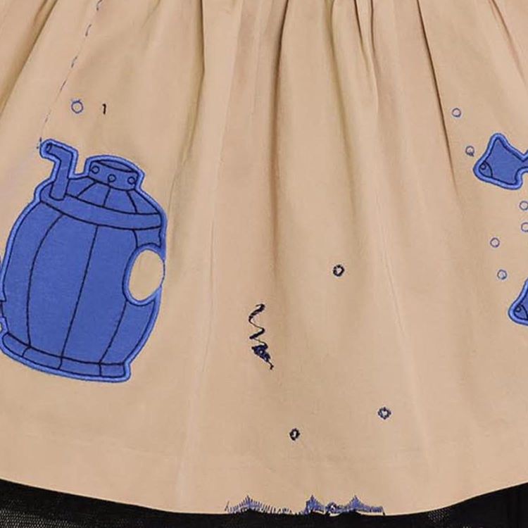 MAGIC MENDING PRELOVED Beige Cotton Skirt with Submarine, 6 years image 3