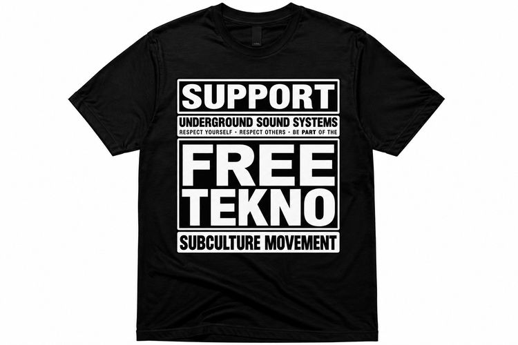 Black Graphic T-Shirt  SUPPORT TECHNO