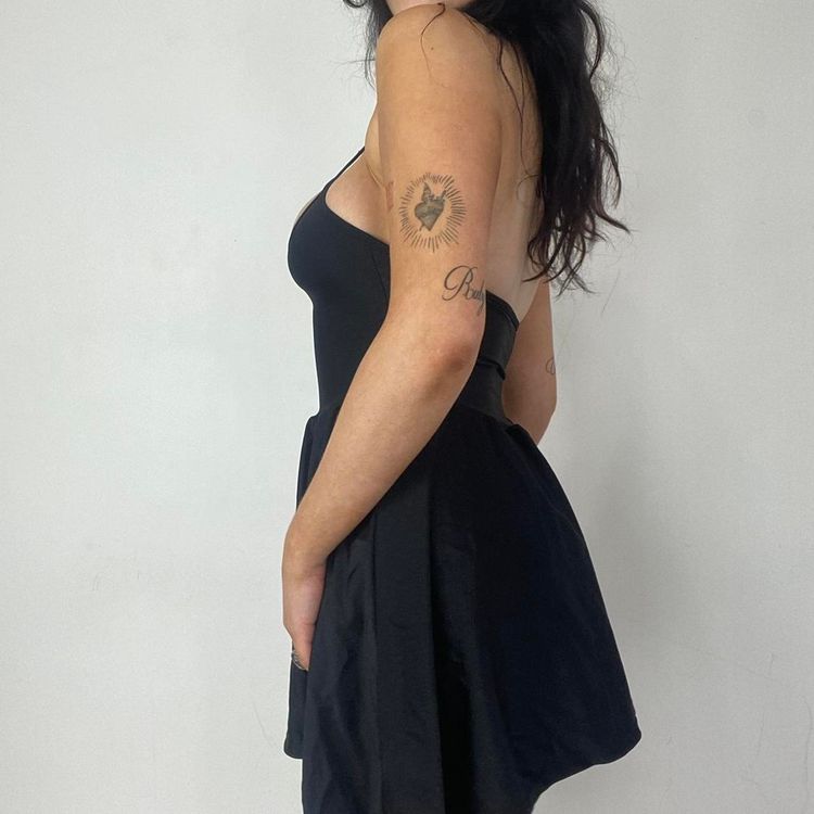 Black cross halter neck skater dress 3