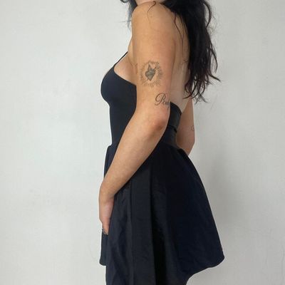 Black cross halter neck skater dress 3