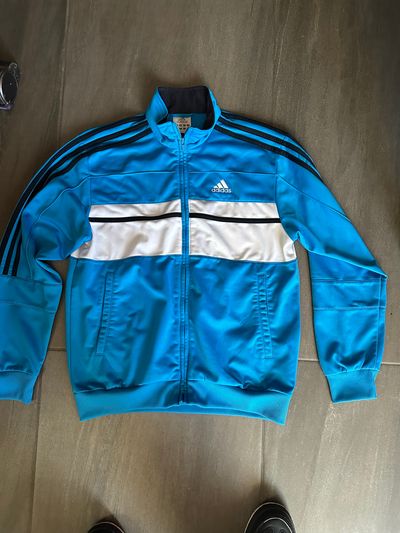 Adidas Blue And White Track Jacket 1
