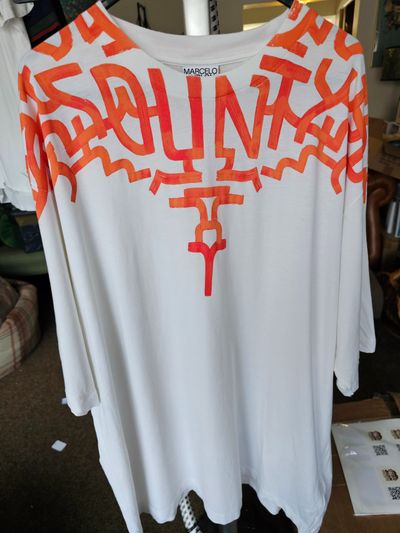Marcelo Burlon County Of Milan White T-Shirt With Orange Graphic Print
