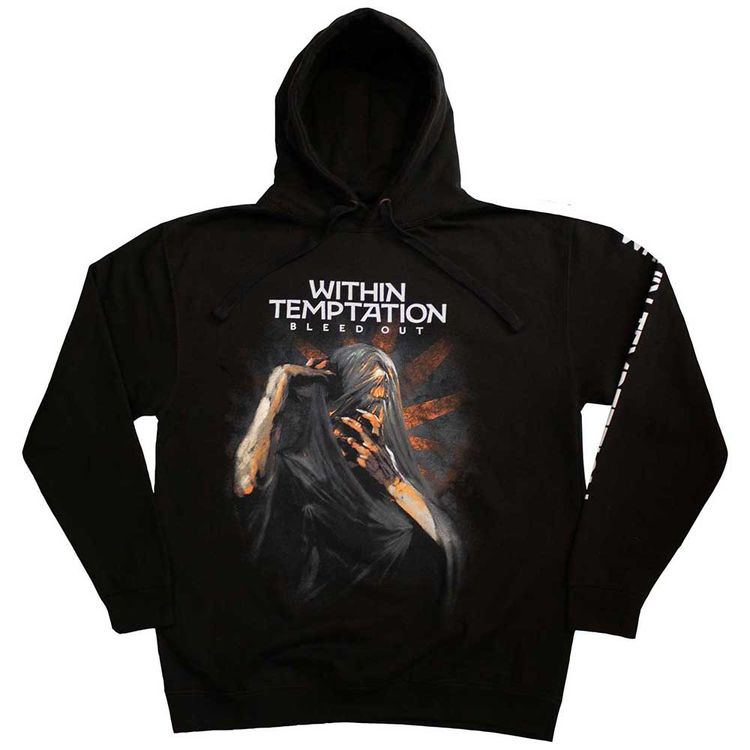 Within Temptation Unisex Pullover Hoodie: Bleed Out (Black) (Back & Sleeve Print) image 3