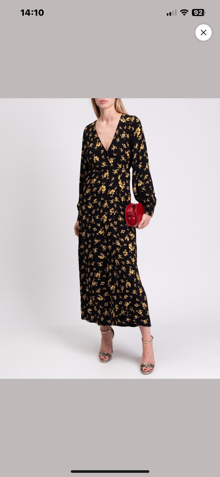 Ganni Black Floral Long Dress product image