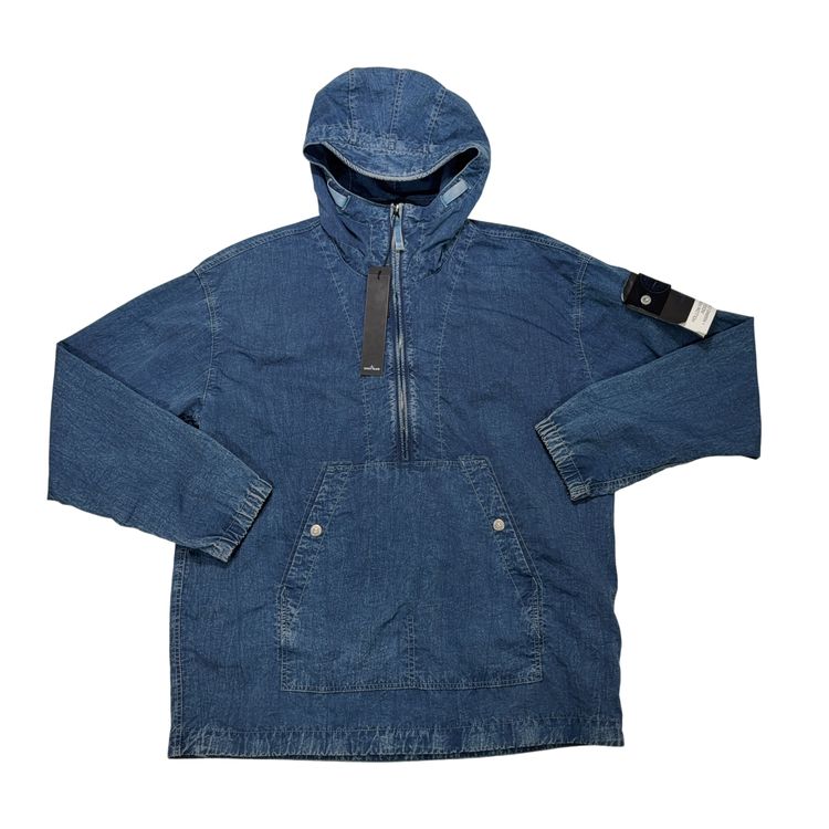 Stone Island Hollow Fibre Nylon Indigo-TC + Marmo Corrosion Blue Hooded Jacket