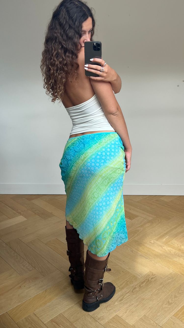 00s blue green mesh midi skirt- size M 4