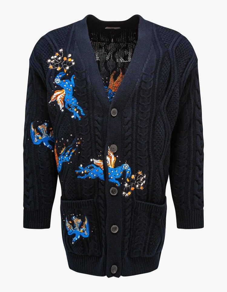 Valentino Valentino Navy Blue Utopia World Wool Cardigan product image