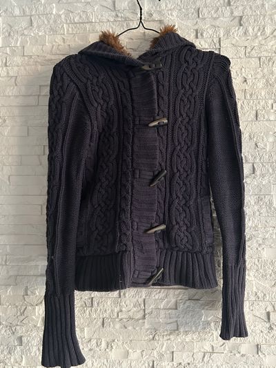Pimkie Knitted Hooded Cardigan With Fur Lining