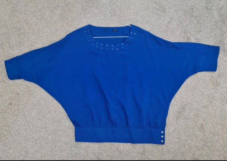 Blue Studded Batwing Top