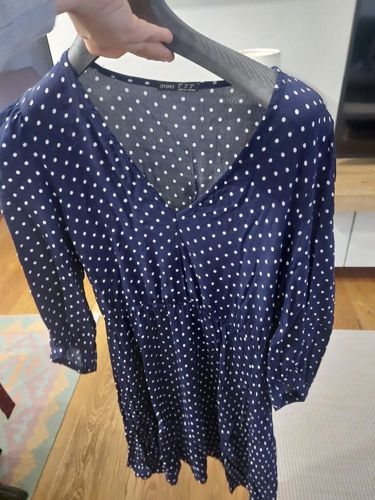 OYSHO Oysho Navy Blue Polka Dot Dress product image