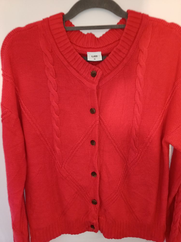 Cabi Red Knit Cardigan Sweater image 2