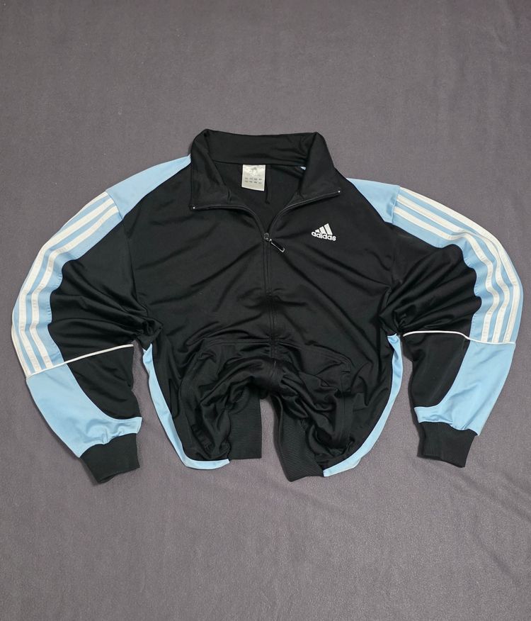 Chaqueta Adidas Vintage - Negro y Azul Celeste - Talla M obraz 1