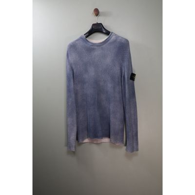 Stone Island Blue Hand Spayed Knit Jumper