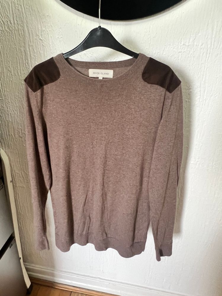 River island medium Brown Sweater With Shoulder Patches