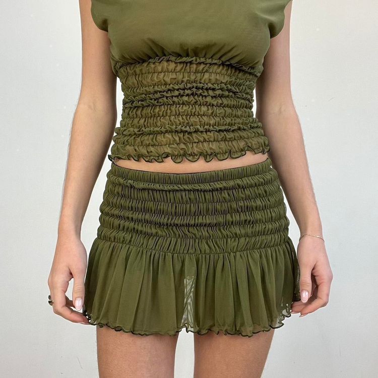 medium poppy skort in khaki image 1