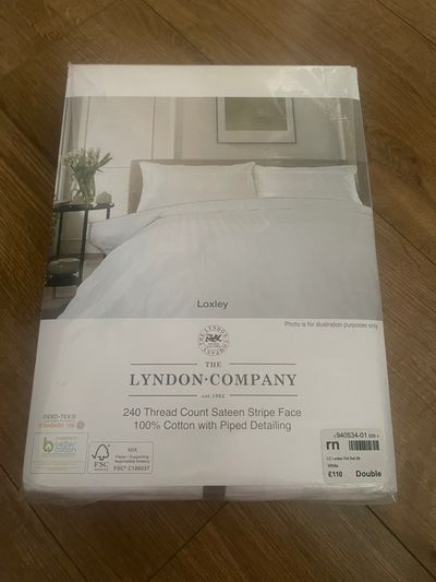 The Lyndon Company 240 Thread Count Sateen Stripe Face Cotton Bedding Set