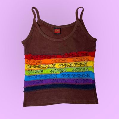 90s 00s hippie rainbow vest top