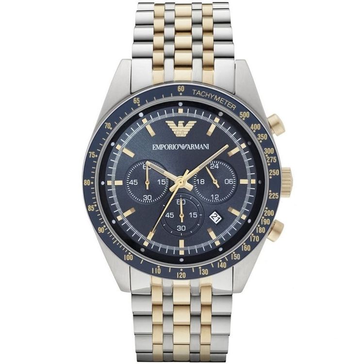Emporio Armani Emporio Armani Men's Watch Stainless Steel Silver & Gold Tone Strap With Navy Blue Dial AR6088 Tazio product image