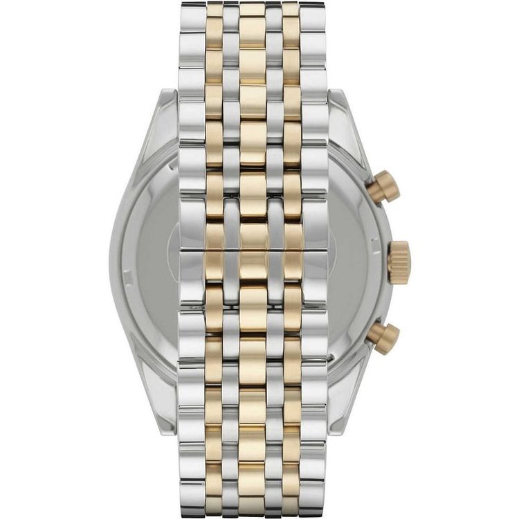 Emporio Armani Men's Watch Stainless Steel Silver & Gold Tone Strap With Navy Blue Dial AR6088 Tazio 7
