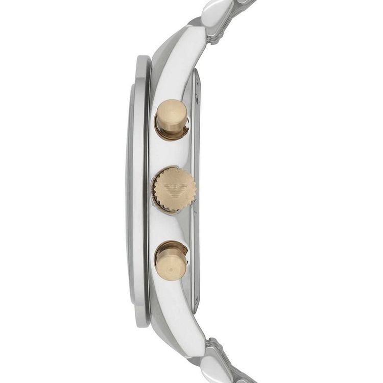 Emporio Armani Men's Watch Stainless Steel Silver & Gold Tone Strap With Navy Blue Dial AR6088 Tazio 3