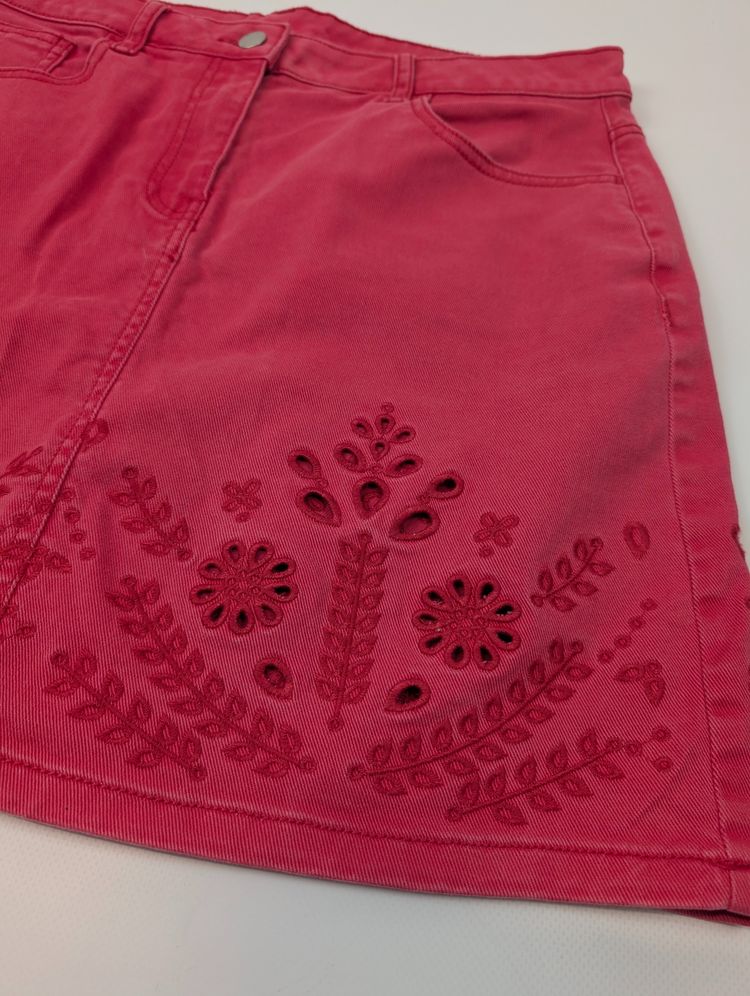mini spódniczka jeans haft różowa Y2K, bawełna, Next, L/40 obraz 5