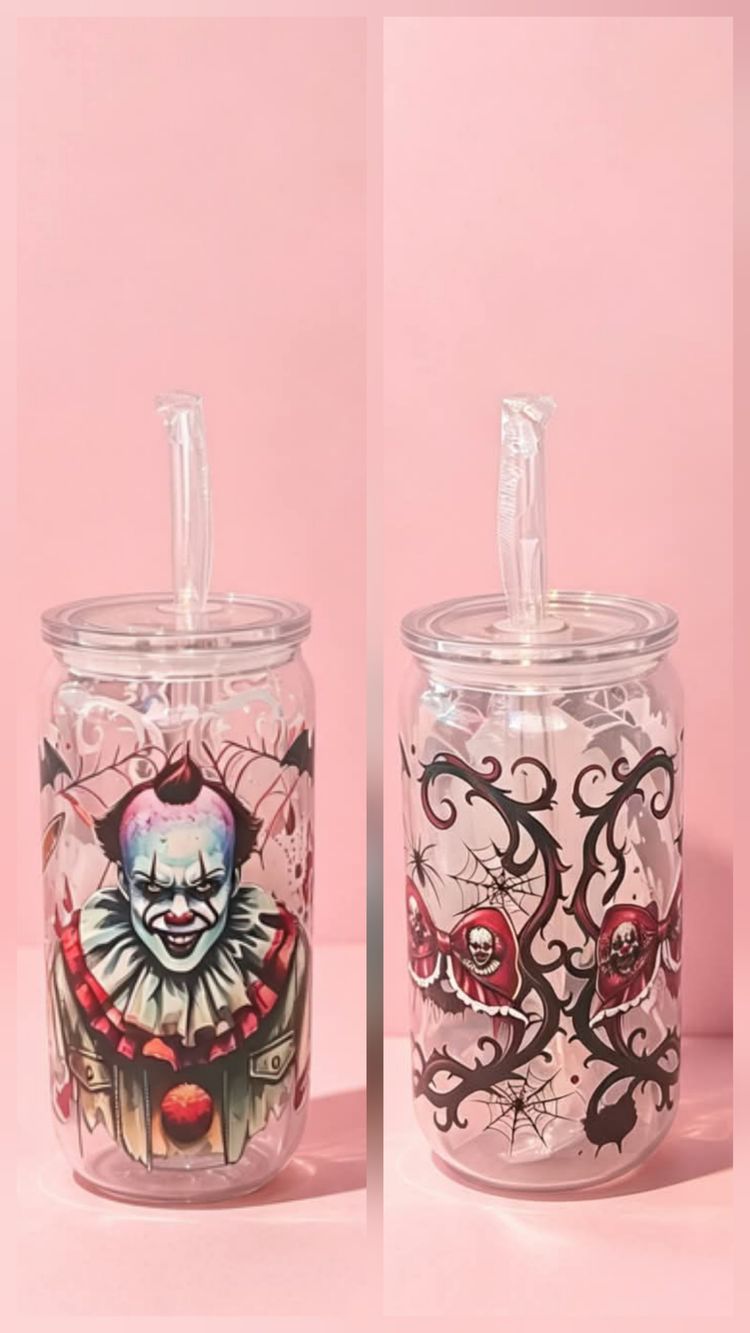 Other Clear Tumbler With Clown Design And Straw product image