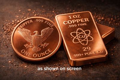 1oz Copper Coin or a 1oz Copper Bar as shown on screen
