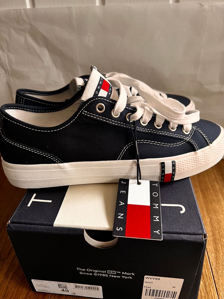 Tommy Jeans Navy Canvas Sneakers image 10