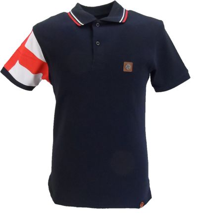 Trojan Mens Navy George Flag Twin Tipped Polo Shirt 1