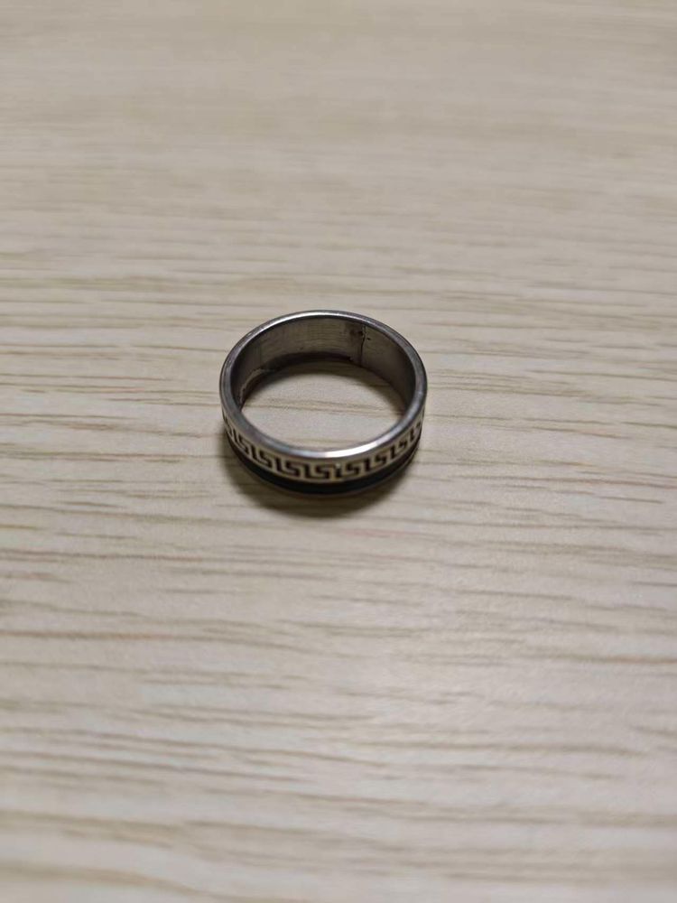 Metal Ring With Greek Key Pattern image 1
