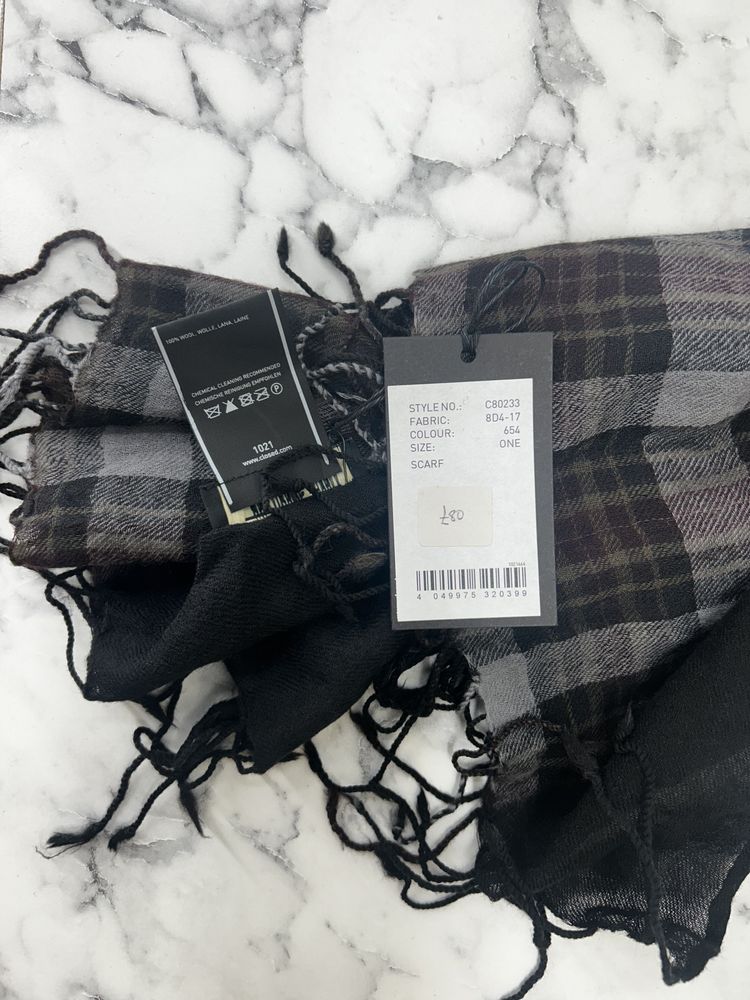 Closed Grey Base Overdyed Checked Scarf With Distressed Trims image 3