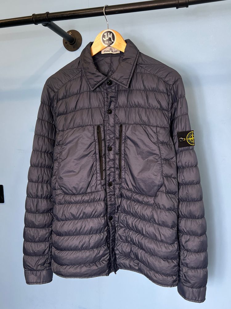Medium Stone Island Navy Blue Down Overshirt Jacket