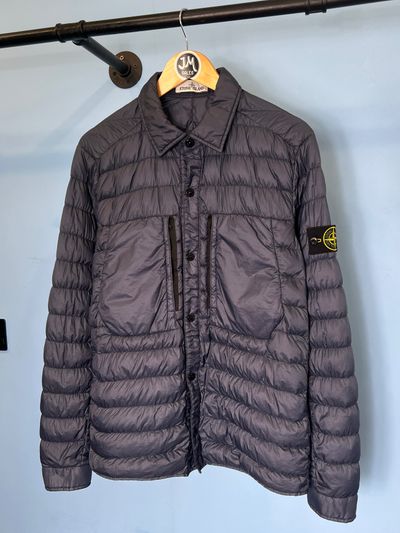 Medium Stone Island Navy Blue Down Overshirt Jacket
