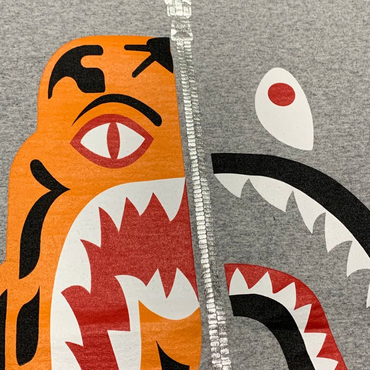 Bape Medium Tiger Shark Grey Tee A Bathing Ape image 9