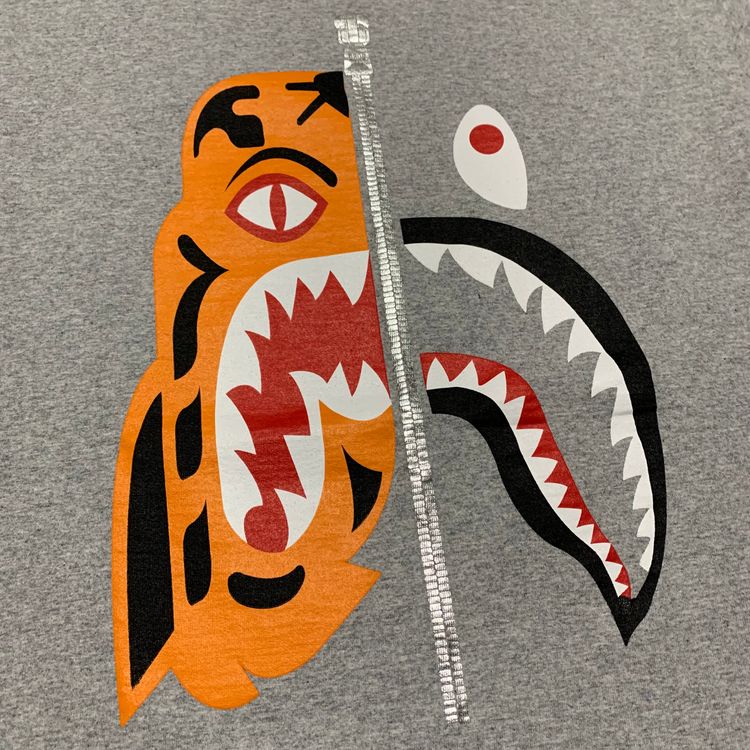 Bape Medium Tiger Shark Grey Tee A Bathing Ape image 3