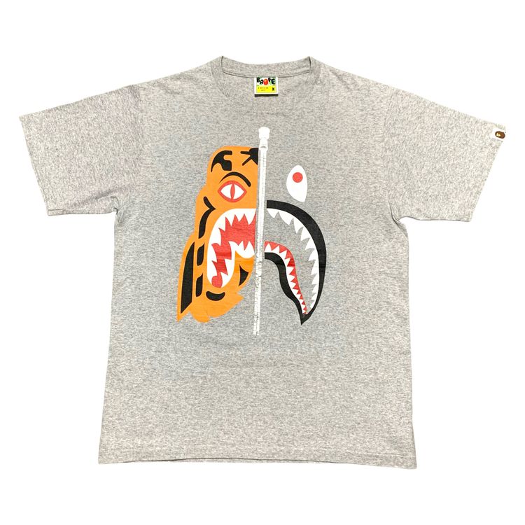 Bape Medium Tiger Shark Grey Tee A Bathing Ape image 1