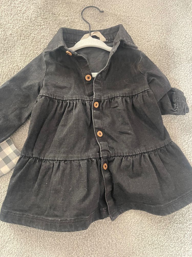 Black Tiered Button-Up Dress