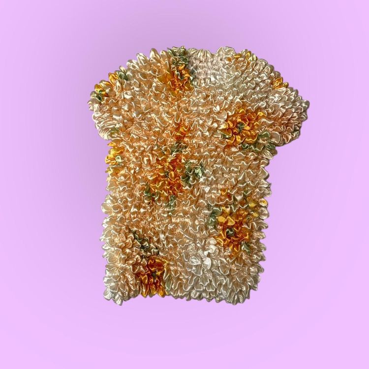 90s 00s floral popcorn top  
