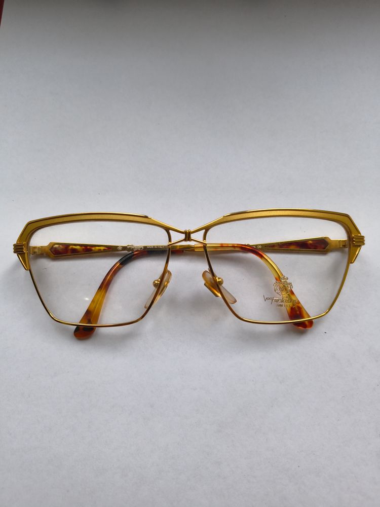 Montatura Von Furstenberg gold Metal Frame Eyeglasses With Tortoiseshell Temples image 1