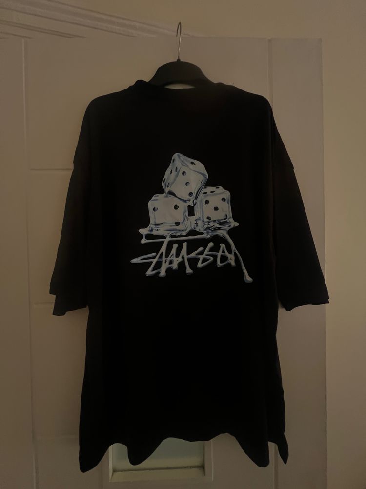 Stussy Black T-Shirt With Dice Graphic