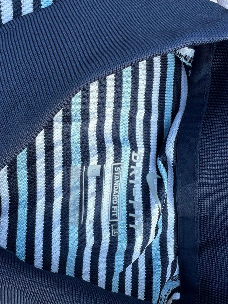Nike Men's Navy & White Dri-FIT Striped Polo Shirt Large Standard Fit imagen 2
