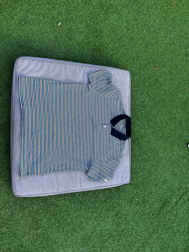 Nike Men's Navy & White Dri-FIT Striped Polo Shirt Large Standard Fit