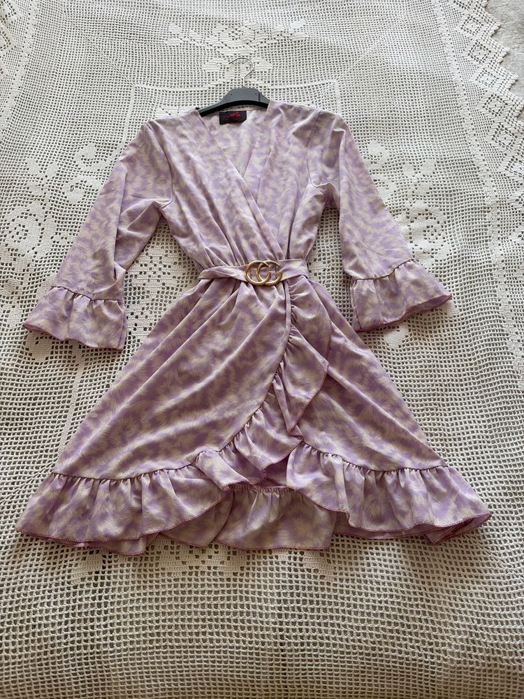 Other Lavender Wrap Dress With Ruffle Details And Belt product image