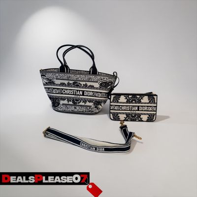 Christian Dior Black And White Tote Bag With Pouch And Strap RRP £3200