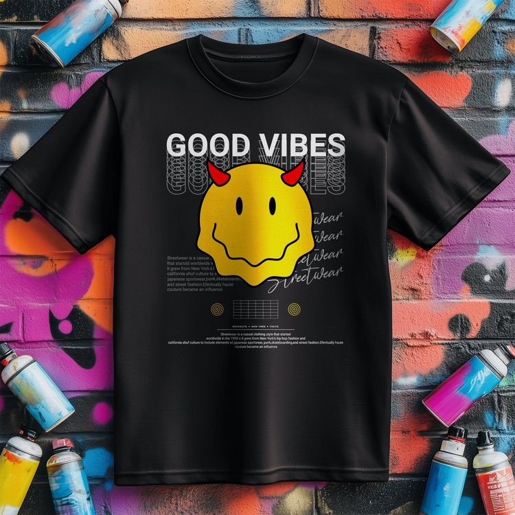 Good Vibes Smiley T-Shirt - Spread US image 1