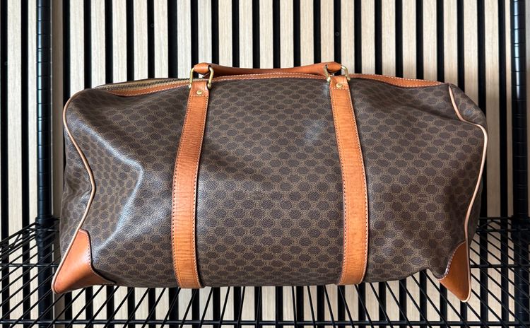 B43 Celine Boston Bag Macadam PVC Brown