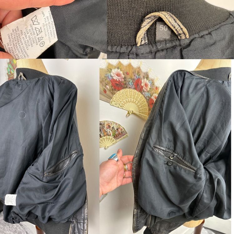 Vintage 1993 Leather distressed Monte Carlo racing team bomber jacket  image 9