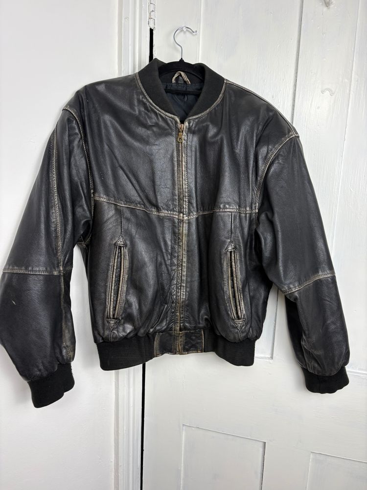 Vintage 1993 Leather distressed Monte Carlo racing team bomber jacket  image 7